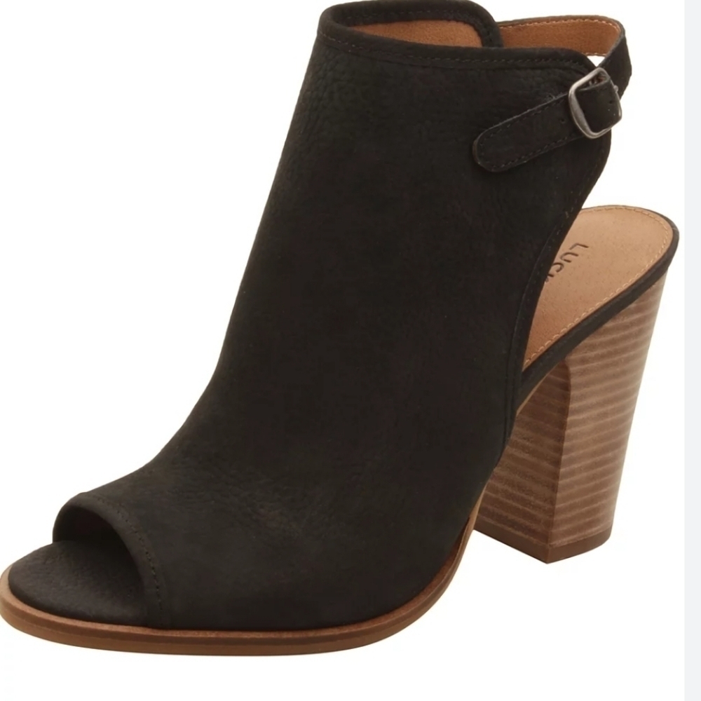 Lucky Brand Womens Lisza Ankle Leather Heels Boots shoes sz 9M